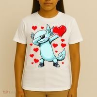 Dabbing Axolotl Heart funny Valentines Day T-Shirt thumb 4