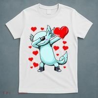 Dabbing Axolotl Heart funny Valentines Day T-Shirt thumb 5