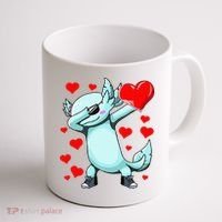 Dabbing Axolotl Heart funny Valentines Day Coffee Mug thumb 1