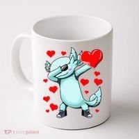 Dabbing Axolotl Heart funny Valentines Day Coffee Mug thumb 0