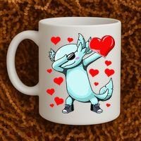 Dabbing Axolotl Heart funny Valentines Day Coffee Mug thumb 2