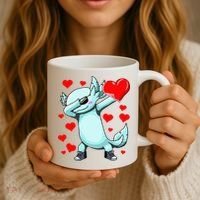 Dabbing Axolotl Heart funny Valentines Day Coffee Mug thumb 3