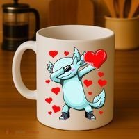 Dabbing Axolotl Heart funny Valentines Day Coffee Mug thumb 4