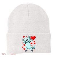 Dabbing Axolotl Heart funny Valentines Day Beanie thumb 0