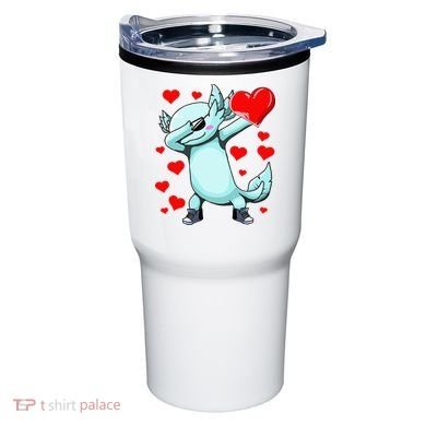 Dabbing Axolotl Heart funny Valentines Day Tumbler
