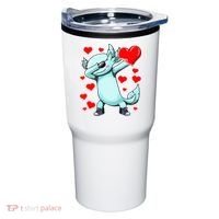 Dabbing Axolotl Heart funny Valentines Day Tumbler thumb 0