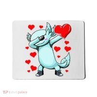 Dabbing Axolotl Heart funny Valentines Day Mousepad thumb 0
