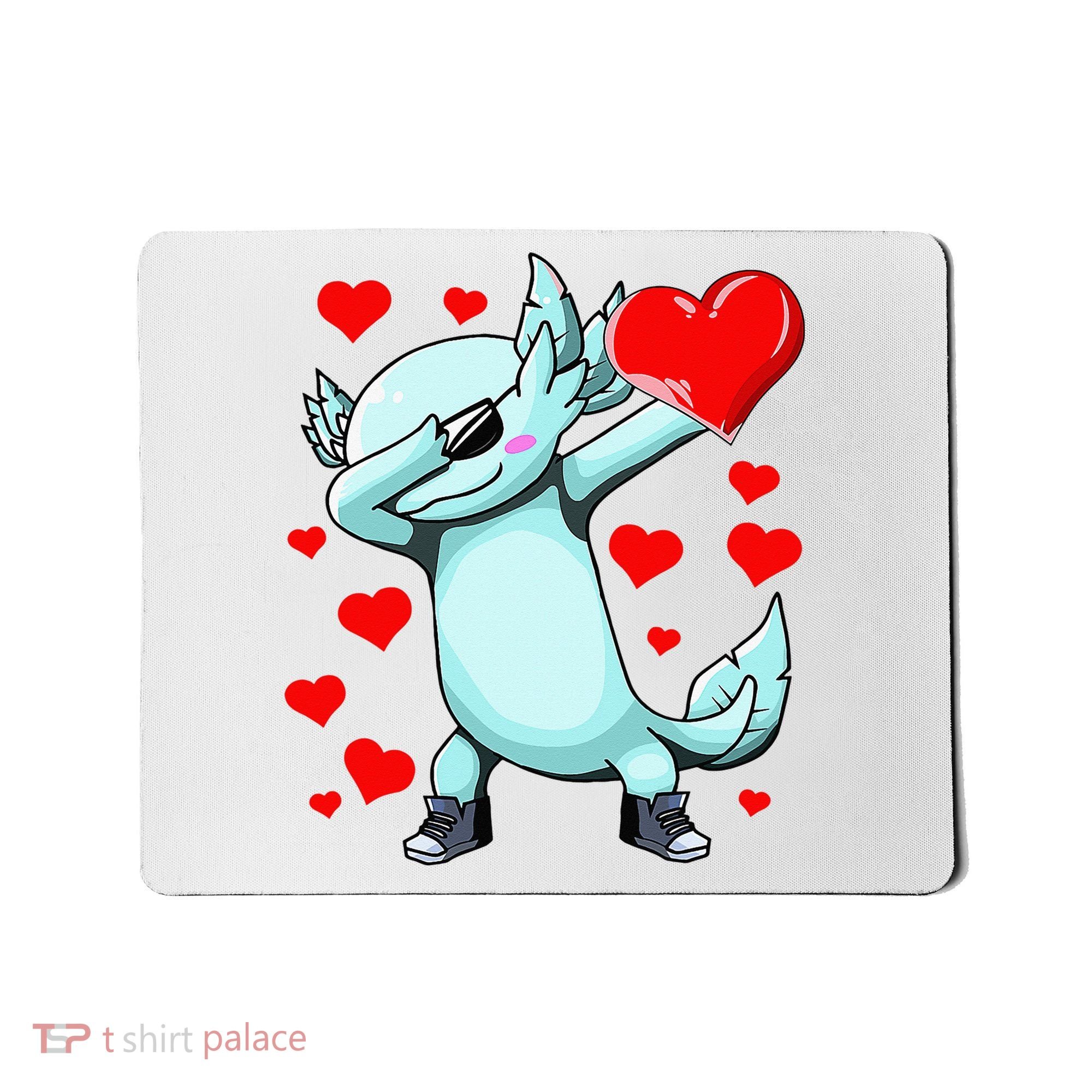 Dabbing Axolotl Heart funny Valentines Day Mousepad