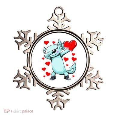 Dabbing Axolotl Heart funny Valentines Day Ornament