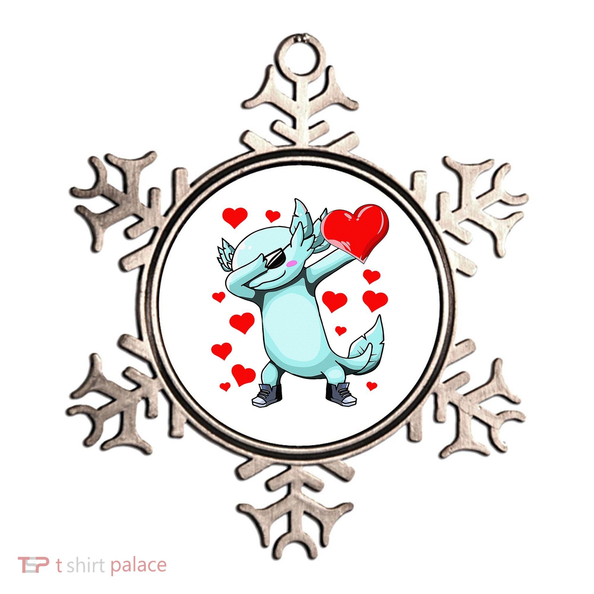 Dabbing Axolotl Heart funny Valentines Day Ornament