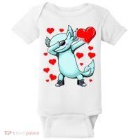 Dabbing Axolotl Heart funny Valentines Day Baby Bodysuit thumb 0
