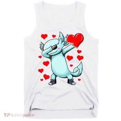 Dabbing Axolotl Heart funny Valentines Day Tank Top