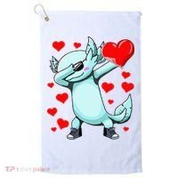 Dabbing Axolotl Heart funny Valentines Day Golf Towel thumb 0