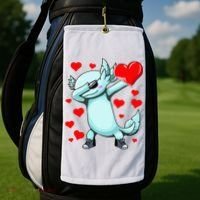 Dabbing Axolotl Heart funny Valentines Day Golf Towel thumb 2