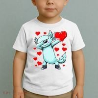 Dabbing Axolotl Heart funny Valentines Day Toddler T-Shirt thumb 2