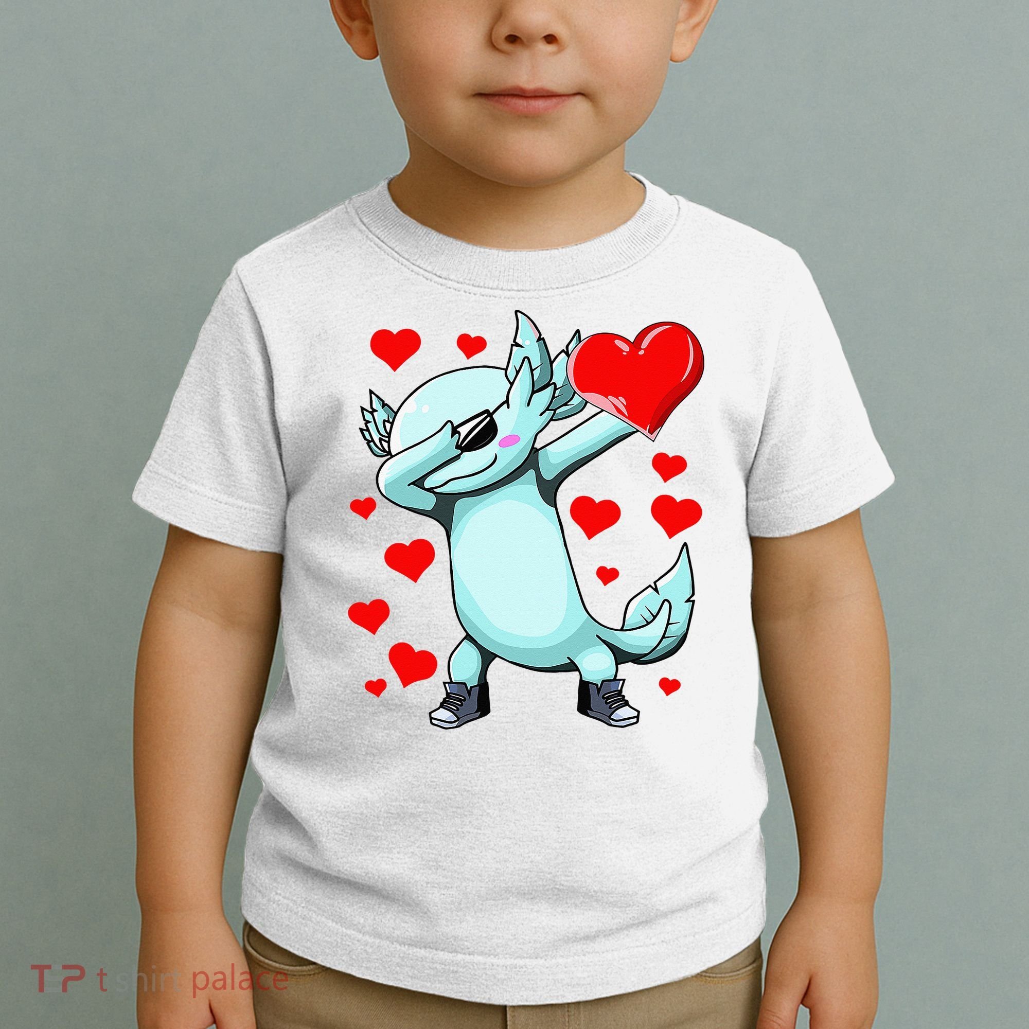 Dabbing Axolotl Heart funny Valentines Day Toddler T-Shirt