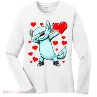 Dabbing Axolotl Heart funny Valentines Day Women's Long Sleeve Shirt thumb 0