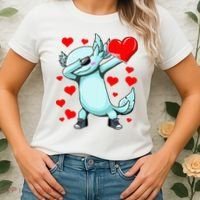 Dabbing Axolotl Heart funny Valentines Day Women's T-Shirt thumb 2