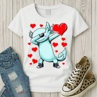 Dabbing Axolotl Heart funny Valentines Day Women's T-Shirt thumb 3