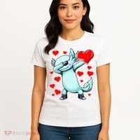 Dabbing Axolotl Heart funny Valentines Day Women's T-Shirt thumb 4