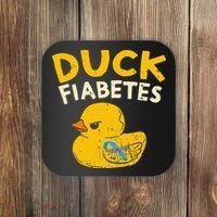 Diabetes Awareness I Duck Fiabetes I Cool Rubber Duck Coaster thumb 0
