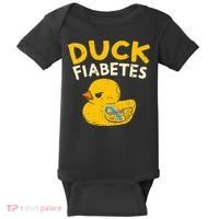 Diabetes Awareness I Duck Fiabetes I Cool Rubber Duck Baby Bodysuit thumb 0