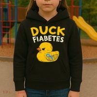 Diabetes Awareness I Duck Fiabetes I Cool Rubber Duck Kids Hoodie thumb 3