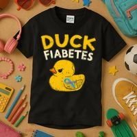 Diabetes Awareness I Duck Fiabetes I Cool Rubber Duck Kids T-Shirt thumb 3