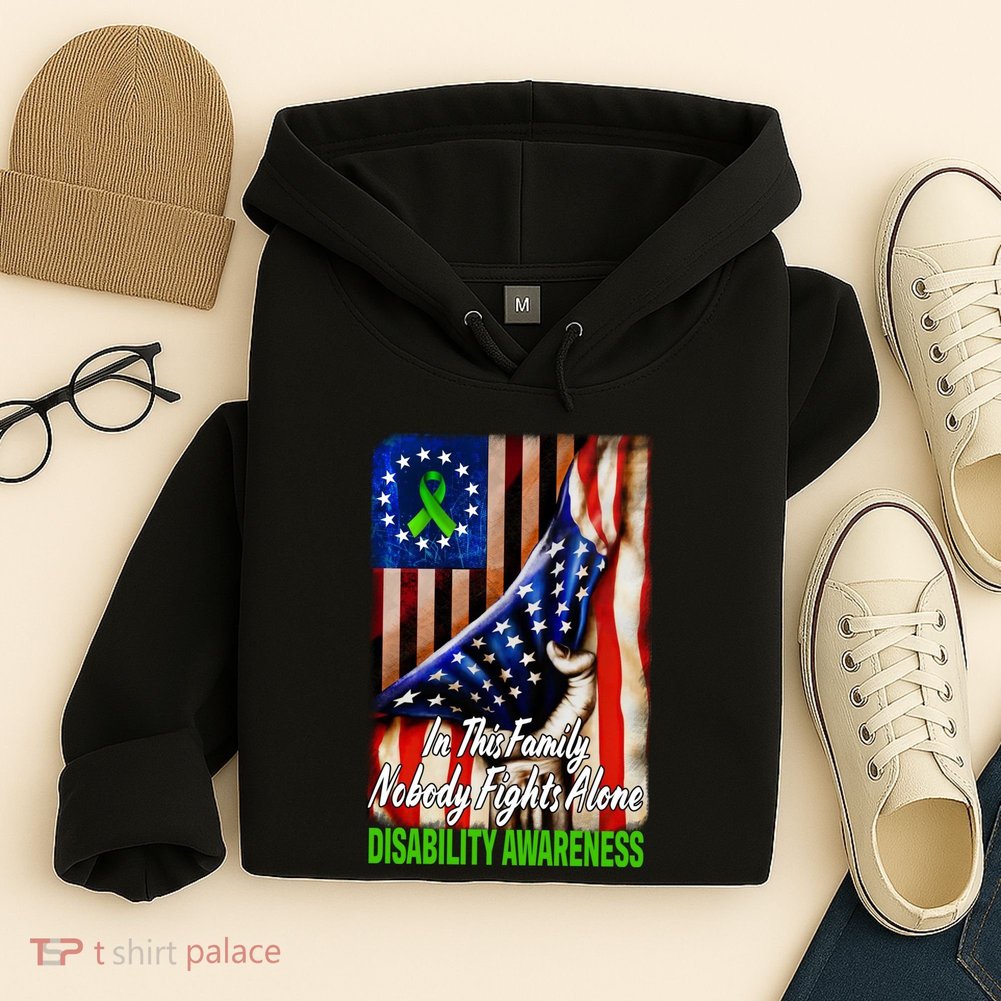 DISABILITY Awareness In This Family Nobody Fights Alone Classic Hoodie