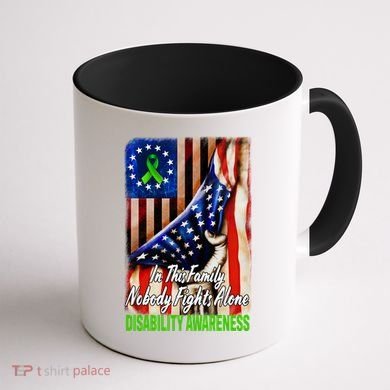 DISABILITY Awareness In This Family Nobody Fights Alone Classic Coffee Mug back