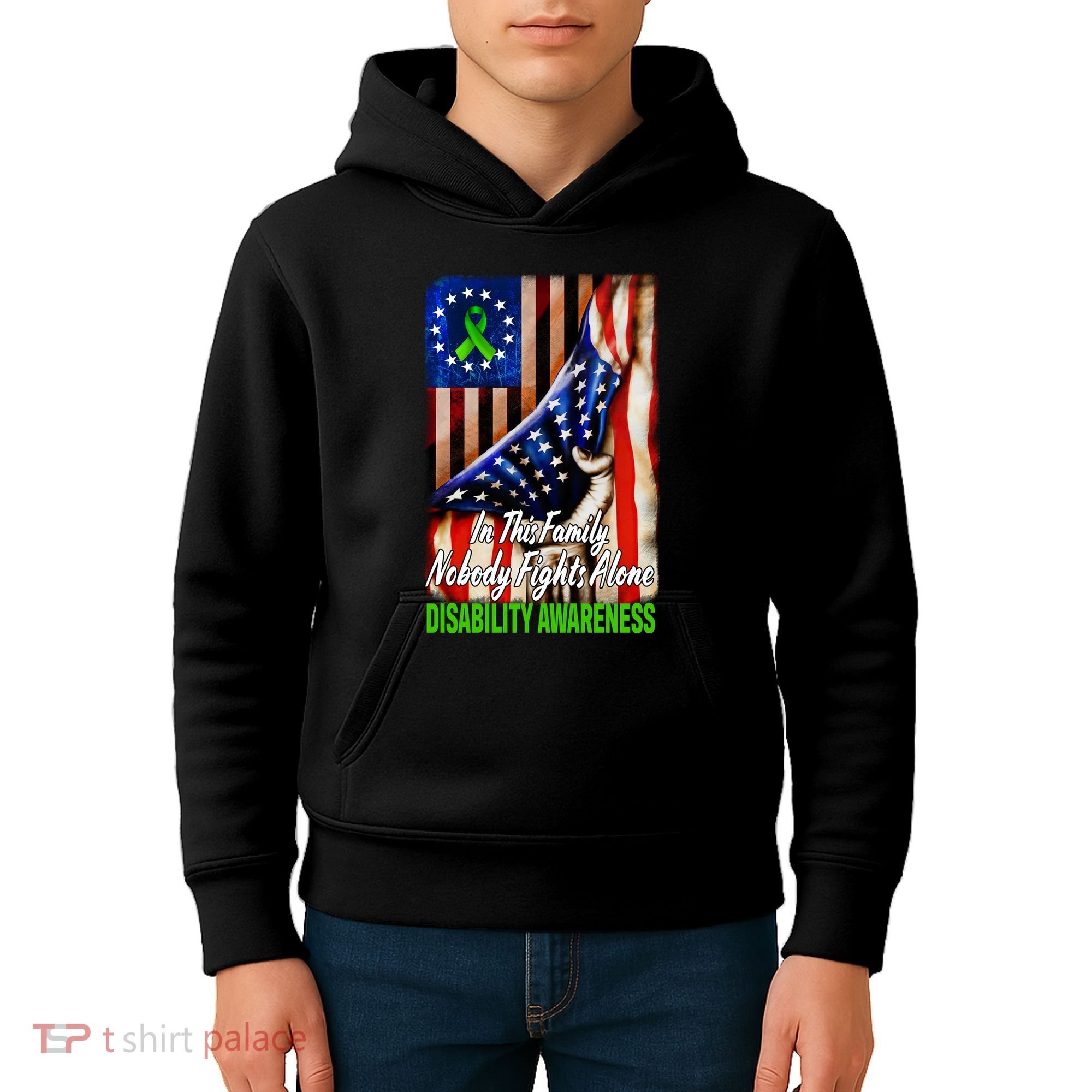 DISABILITY Awareness In This Family Nobody Fights Alone Classic Kids Hoodie