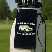 Drink Apple Juice Cause OJ Will Kill You Funny Golf Towel thumb 2