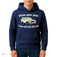 Drink Apple Juice Cause OJ Will Kill You Funny Kids Hoodie thumb 4