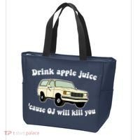 Drink Apple Juice Cause OJ Will Kill You Funny Tote Bag thumb 3