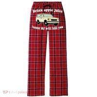 Drink Apple Juice Cause OJ Will Kill You Funny Women's Flannel Plaid Pajama Pants thumb 0