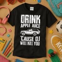 Drink Apple Juice Cause Oj Will Kill You Oj Simpson Kids T-Shirt thumb 3