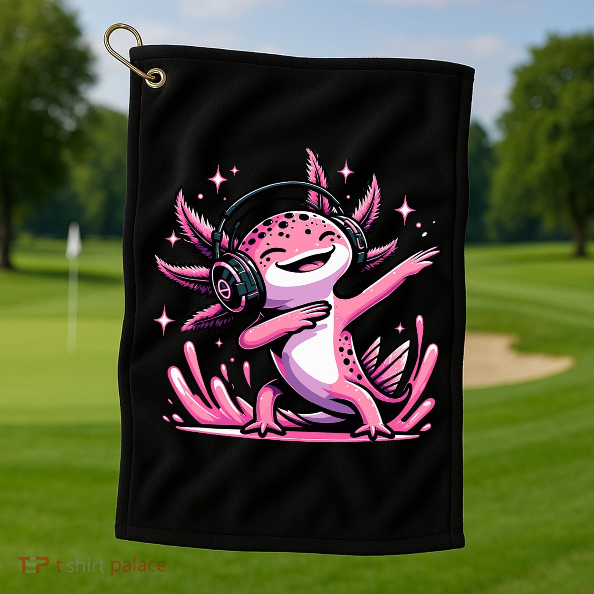 Dabbing Axolotl Kawaii Cute Axolotl Gaming Golf Towel