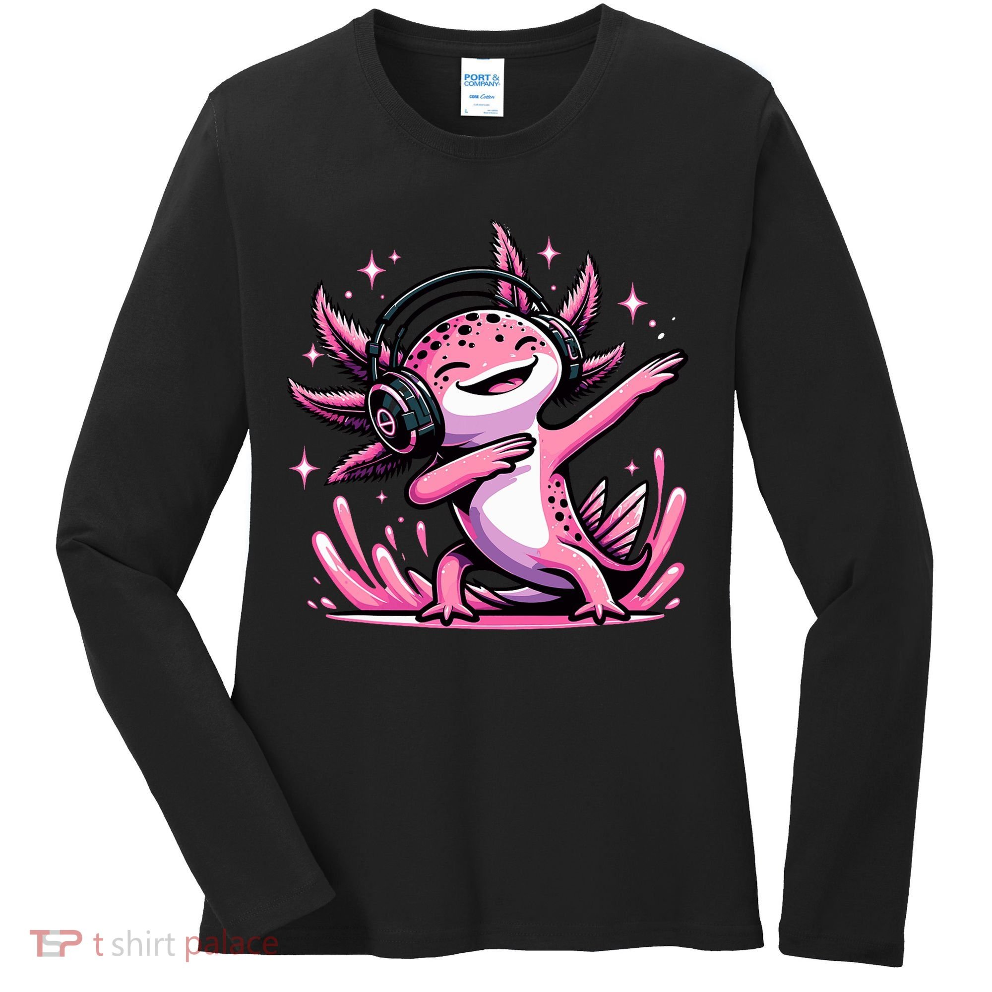 Dabbing Axolotl Kawaii Cute Axolotl Gaming Women's Long Sleeve Shirt