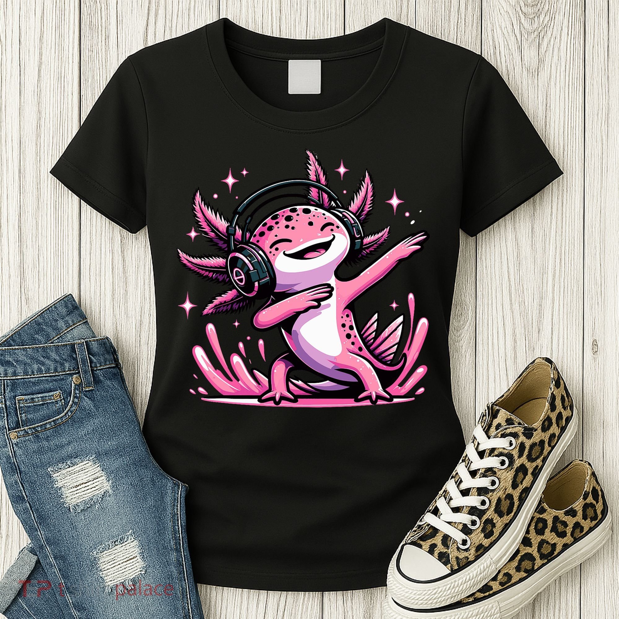 Dabbing Axolotl Kawaii Cute Axolotl Gaming Women's T-Shirt