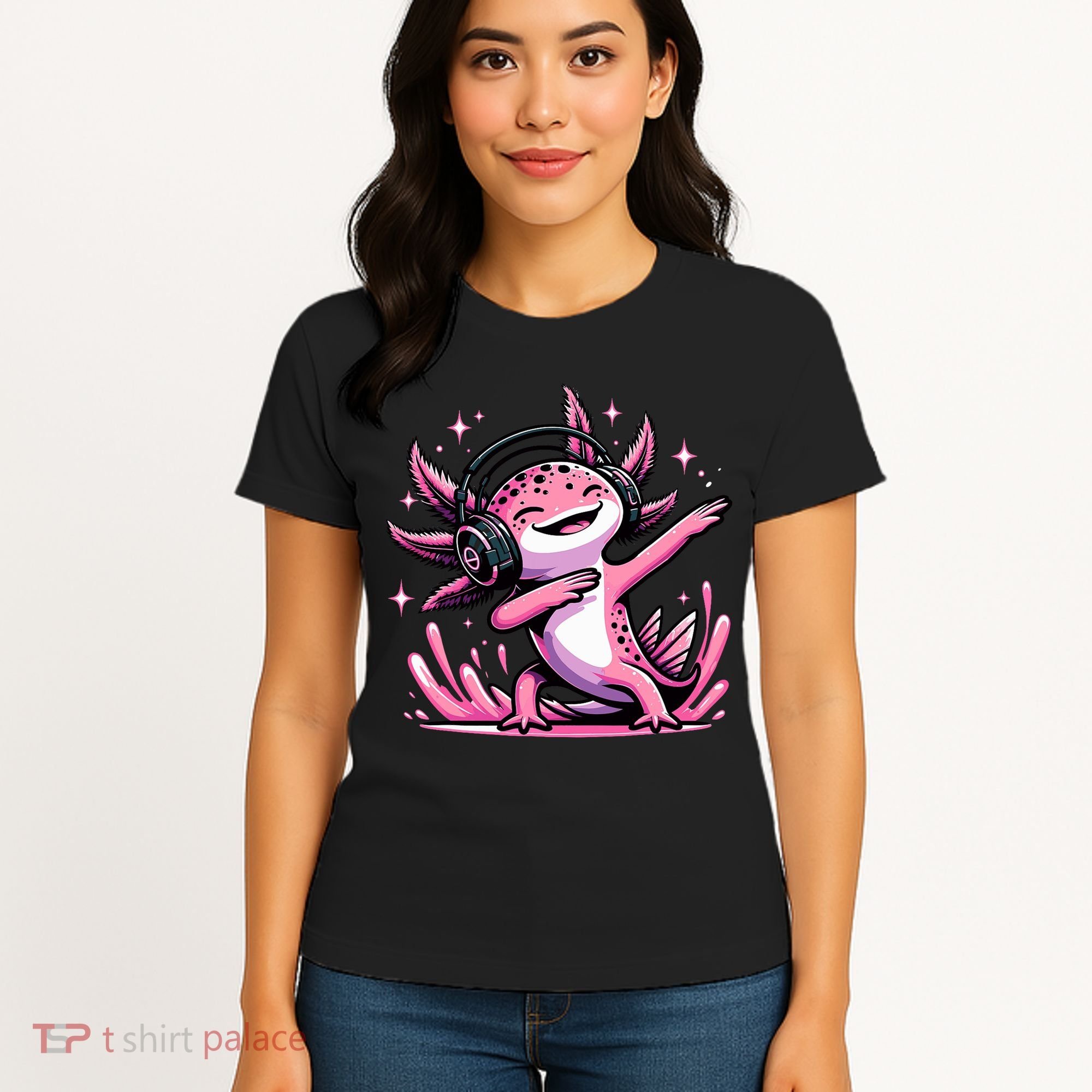 Dabbing Axolotl Kawaii Cute Axolotl Gaming Women's T-Shirt