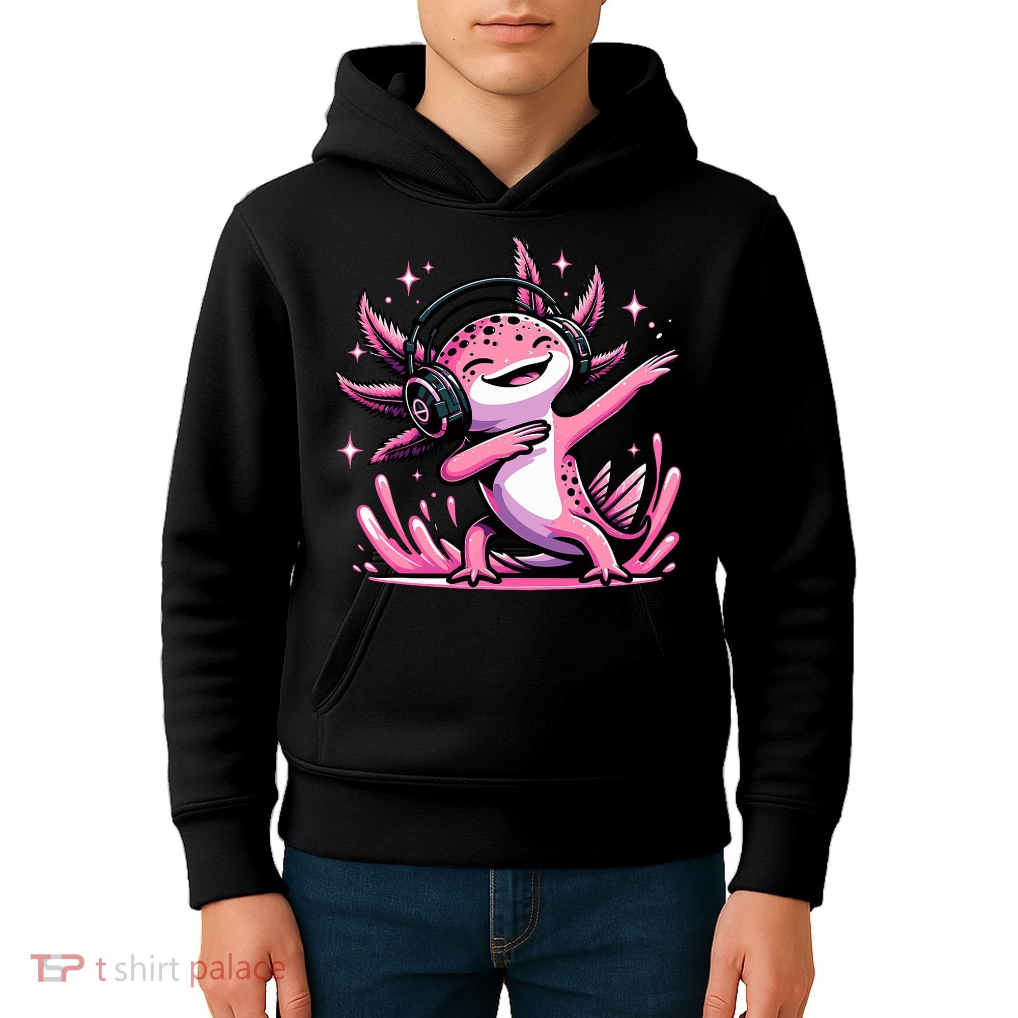Dabbing Axolotl Kawaii Cute Axolotl Gaming Kids Hoodie