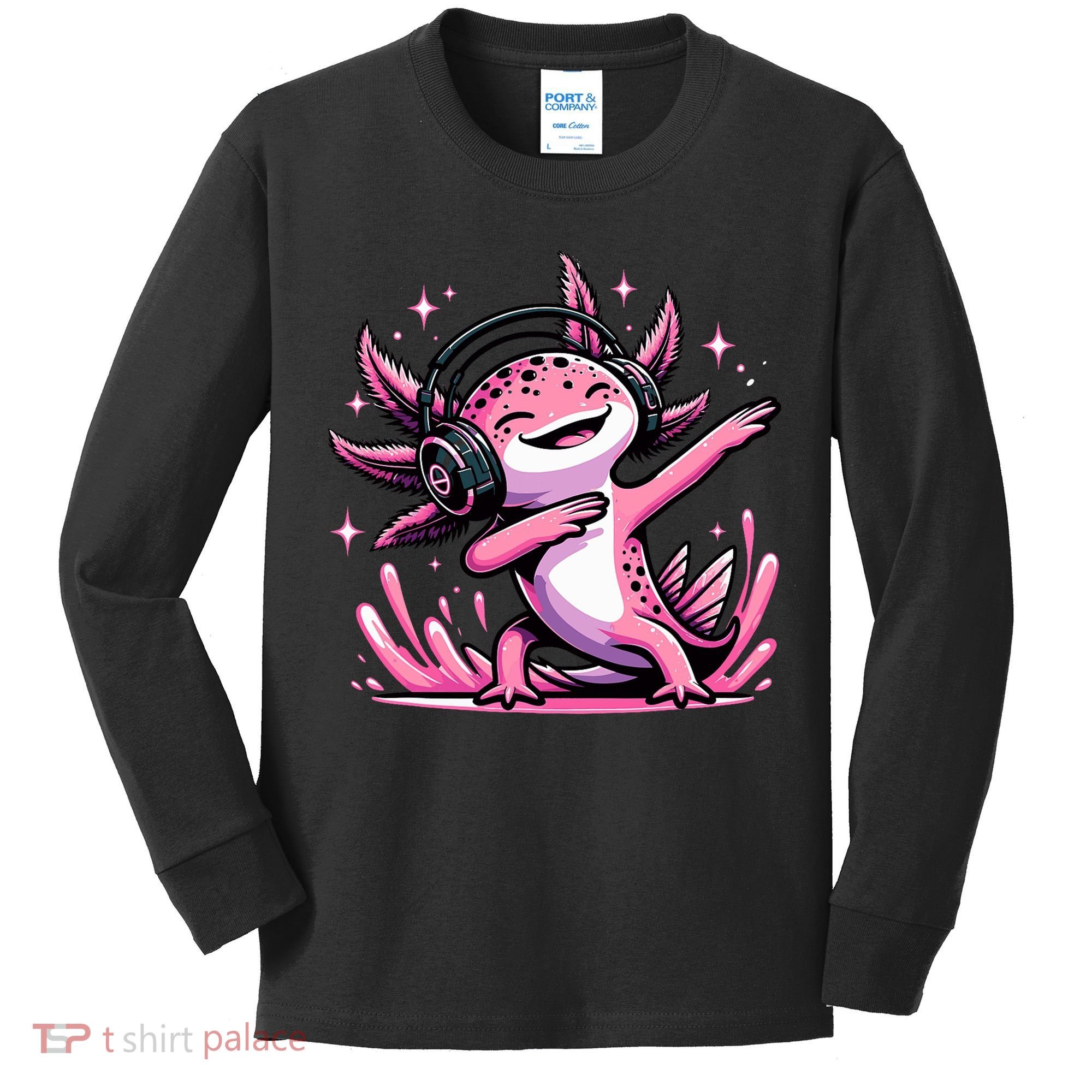 Dabbing Axolotl Kawaii Cute Axolotl Gaming Kids Long Sleeve Shirt