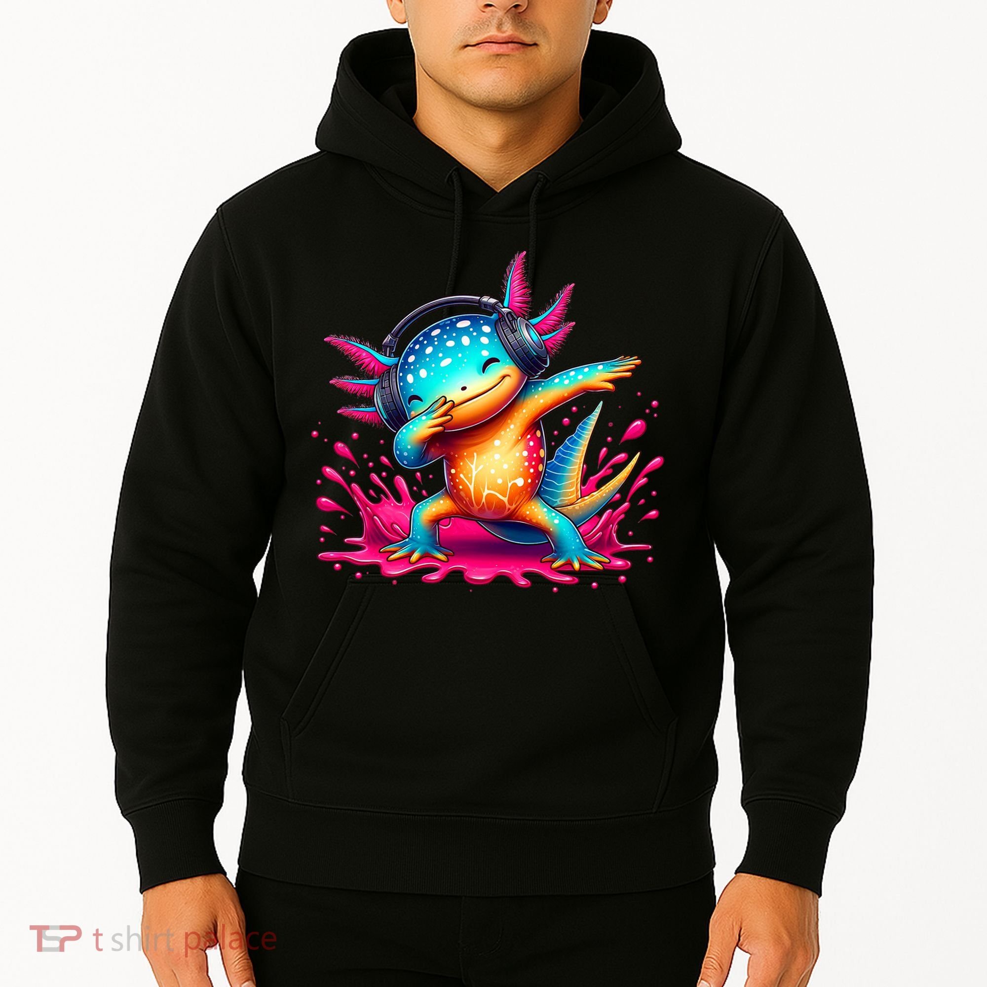 Dabbing Axolotl Kawaii Gaming Headphone  Hoodie