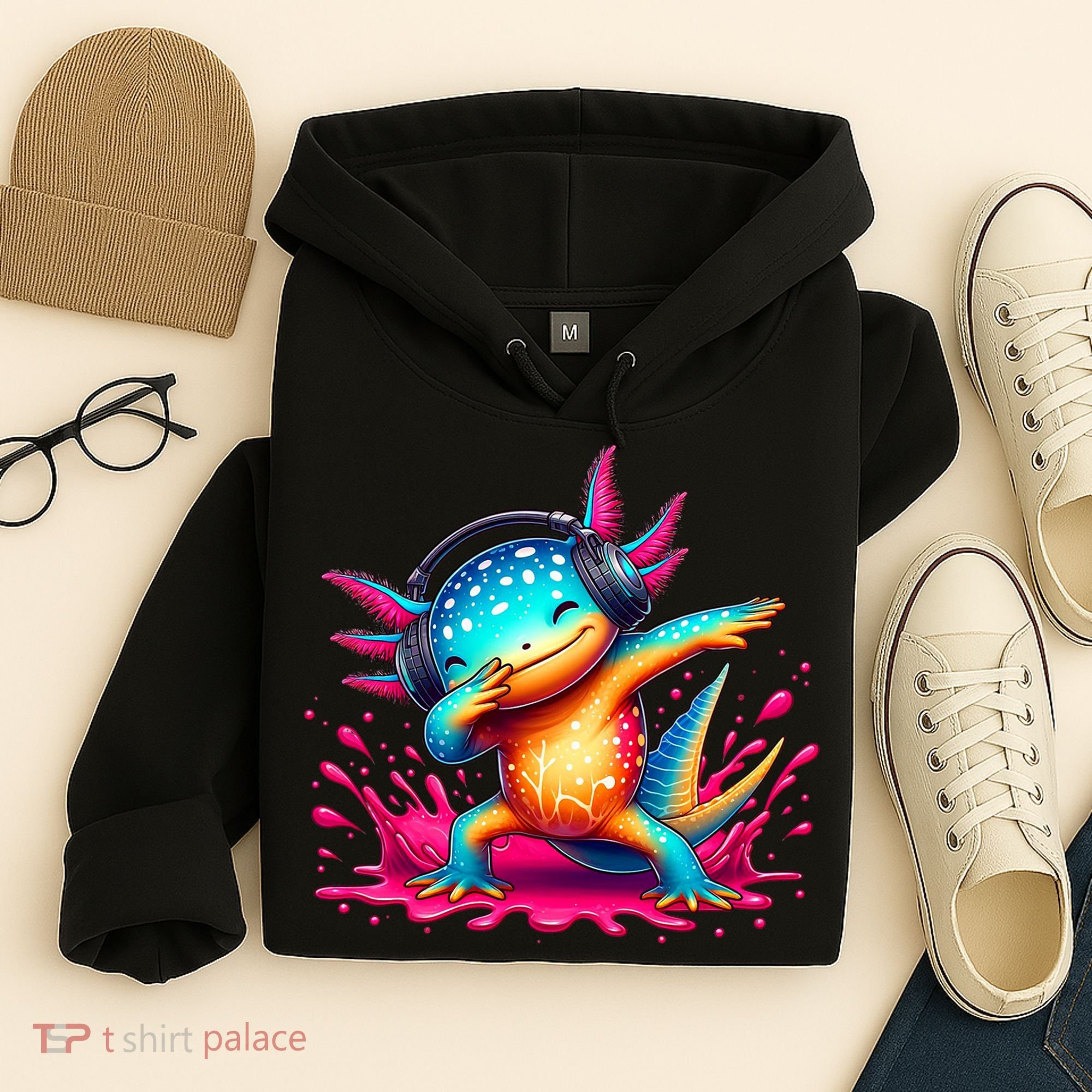 Dabbing Axolotl Kawaii Gaming Headphone  Hoodie