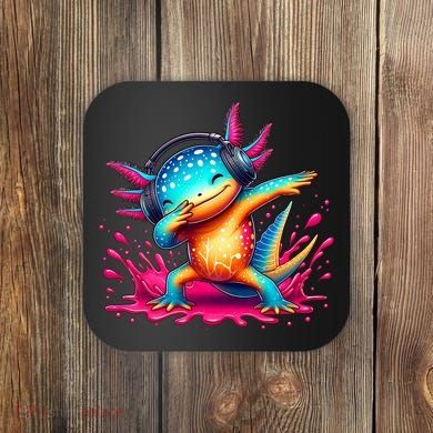 Dabbing Axolotl Kawaii Gaming Headphone  Coaster