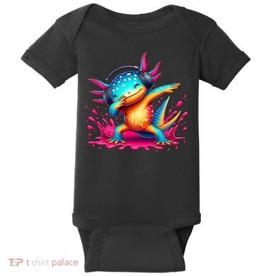 Dabbing Axolotl Kawaii Gaming Headphone  Baby Bodysuit