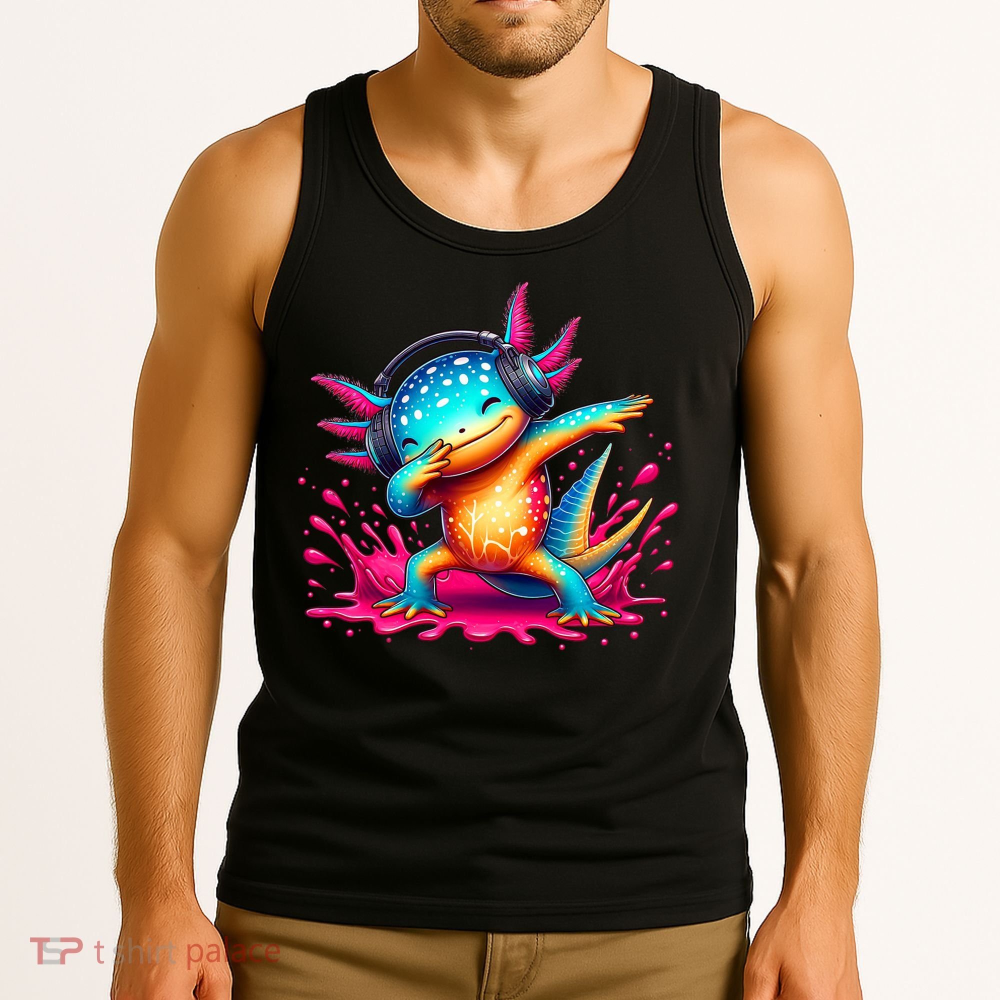 Dabbing Axolotl Kawaii Gaming Headphone  Tank Top