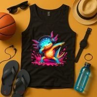 Dabbing Axolotl Kawaii Gaming Headphone  Tank Top thumb 4