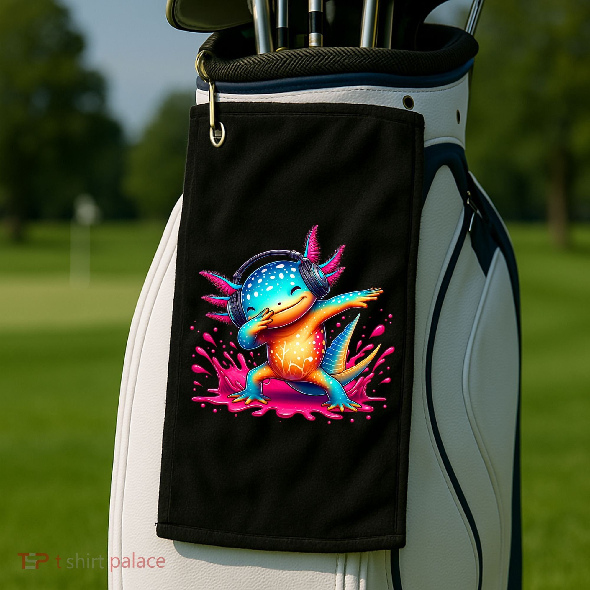 Dabbing Axolotl Kawaii Gaming Headphone  Golf Towel
