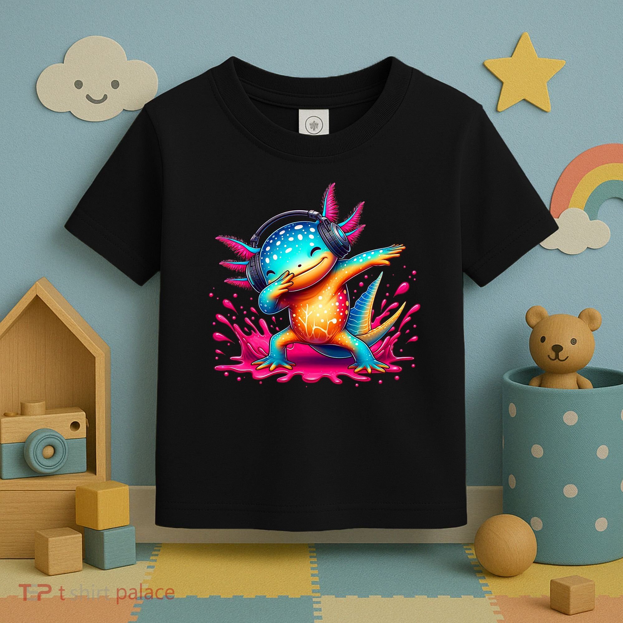 Dabbing Axolotl Kawaii Gaming Headphone  Toddler T-Shirt